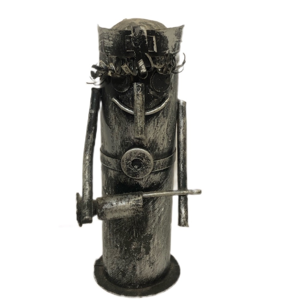 Art Metal Nurse Sculpture Holding A Shot Folk Art Made In Hong Kong Collectible